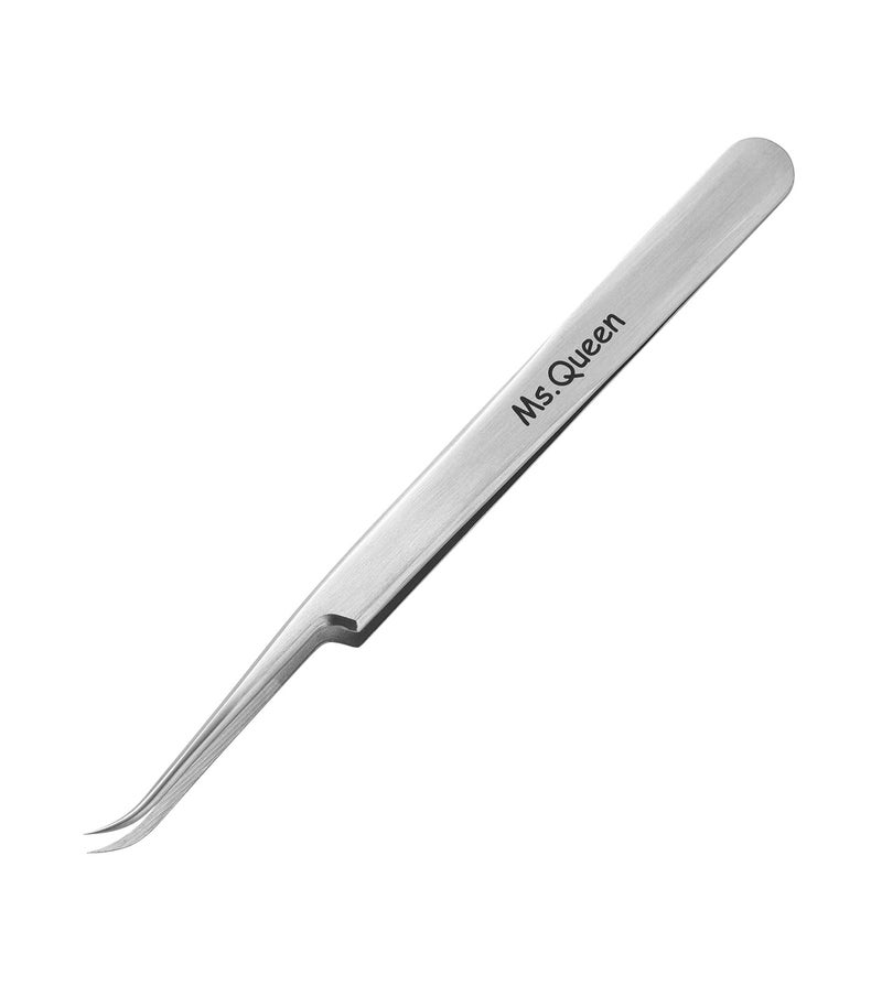 Ms.Queen Eyelash Extension Tweezers,Professional Curved Pointed Isolation Tweezers for Classic Individual Volume Mink Lash Extensions - Image 1